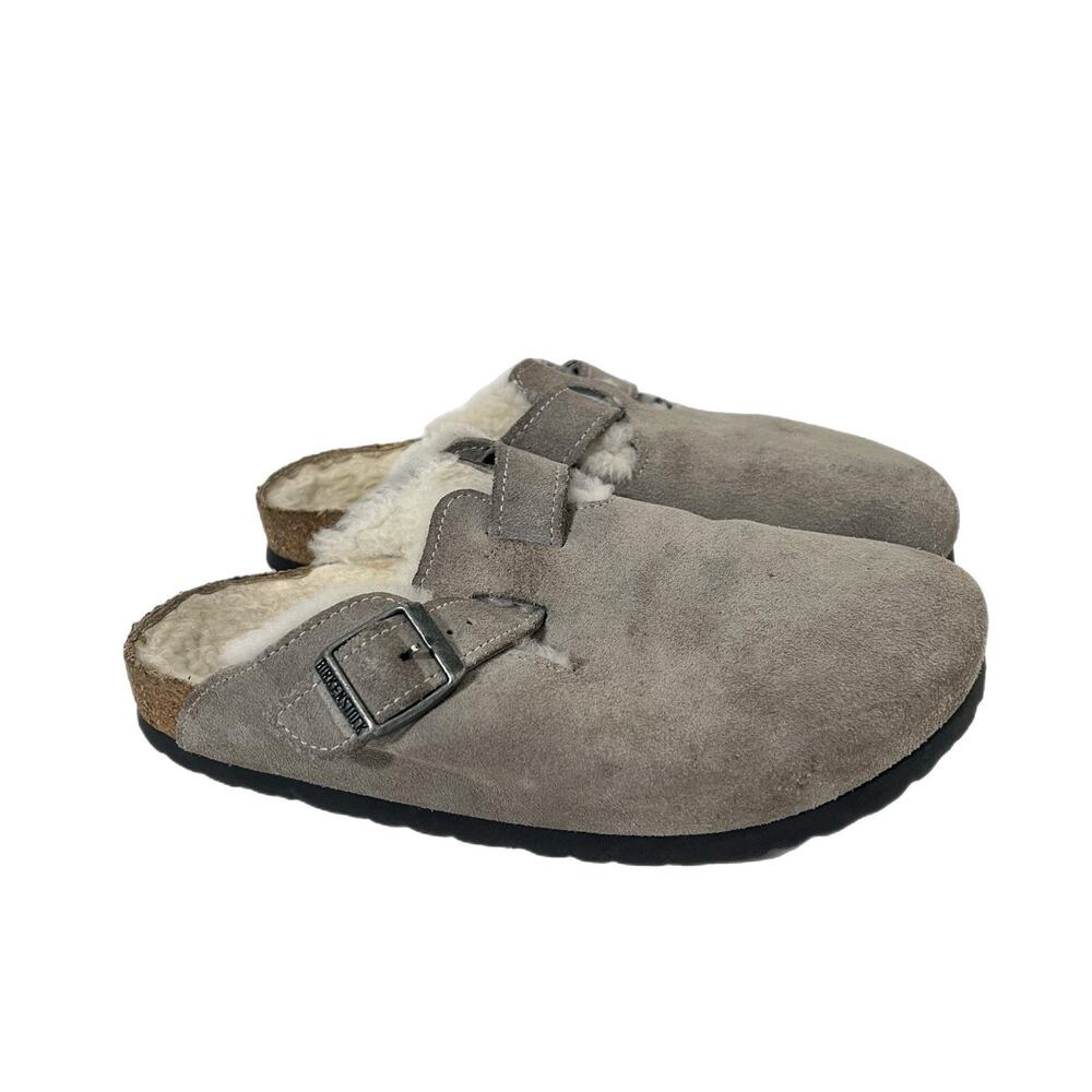 Birkenstock Boston Shearling Lined Clog Gray Suede Clogs Mules Size 37 US 6L /M4